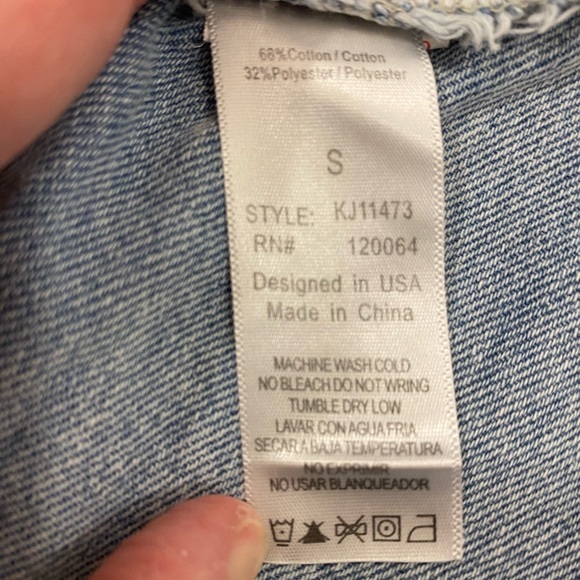 Mono B woman cropped Distressed Puffed Long sleeve Denim Jacket size Small - Picture 8 of 16